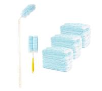 BLOMZA Fluffy Duster with Long and Short Handle Disposable Dust Magnet Electrostatic Mop Head for Home Office Desk Blinds Ceiling Fans Car 30Pcs 360° Fluffy Duster Set