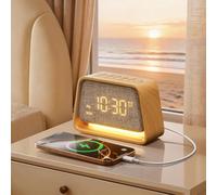 blonbar Alarm Clock, 3 in 1 Alarm clock with Night Light, Sleep Aid with 10 White Noise & 10 Natural Sounds, 3-Level Dimmable Bedside Lamp for Bedroom, Kids Room