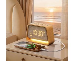 blonbar Alarm Clock, 3 in 1 Alarm clock with Night Light, Sleep Aid with 10 White Noise & 10 Natural Sounds, 3-Level Dimmable Bedside Lamp for Bedroom, Kids Room