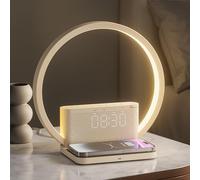 blonbar Bedside Lamp, Wake-Up Light, 10 Watt Wireless Charger, Touch Dimmable Table Lamp, Sunrise Alarm Clock, 3 Levels of Brightness, Soothing Sound, Bedroom Sleep Aid for Babies & Adults