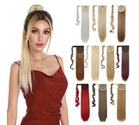 Blond&Bleach Blond Ponytail 26inch Hair Extension Wrap Around Ponytails Clip in on Pony Tail Synthetic Straight Hairpiece