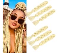 Blond Braiding Hair Extensions for Women 6 Packs 100g/Pack 24Inch High Temperature Ombre Jumbo Synthetic Braiding Hair for Twist Crochet (blonde)