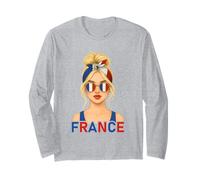 Blond French Girl France Flag French Girlfriend Wife Long Sleeve T-Shirt