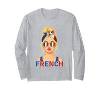 Blond French Girl France Flag French Girlfriend Wife Long Sleeve T-Shirt