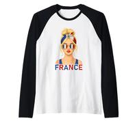 Blond French Girl France Flag French Girlfriend Wife Raglan Baseball Tee