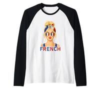 Blond French Girl France Flag French Girlfriend Wife Raglan Baseball Tee
