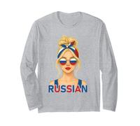 Blond Russian Girl Russia Flag Russian Girlfriend Wife Long Sleeve T-Shirt