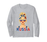 Blond Russian Girl Russia Flag Russian Girlfriend Wife Long Sleeve T-Shirt
