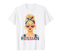 Blond Russian Girl Russia Flag Russian Girlfriend Wife T-Shirt