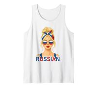 Blond Russian Girl Russia Flag Russian Girlfriend Wife Tank Top