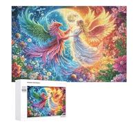 Blonde Angel with Phoenix in Bloom 1000 Piece Jigsaw Puzzle for Teens 14+ Home Puzzle Challenge Critical Thinking Gift for Teens 1000 PCS