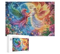 Blonde Angel with Phoenix in Bloom 300 Piece Jigsaw Puzzle for Adults Indoor Home Leisure Educational Brain Training Gift for Birthday 300 PCS