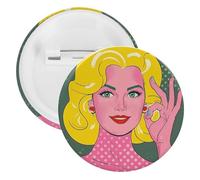 Blonde Badge Metal Round Pins, Lightweight Brooch for Backpack, Fashion Button Pins Badge for Shirts, Jackets, Shawl Coat, Unisex, 5PCS, Tinplate, metal round pins