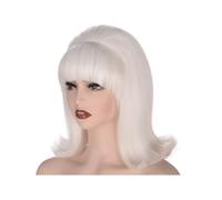 Blonde Beehive Wig With Retro Bangs For Women 60s 70s Bouffant Wigs For Vintage Costume Cosplay Halloween Party(WHITE)