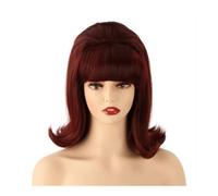 Blonde Beehive Wig With Retro Bangs For Women 60s 70s Bouffant Wigs For Vintage Costume Cosplay Halloween Party(Red)