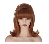 Blonde Beehive Wig With Retro Bangs For Women 60s 70s Bouffant Wigs For Vintage Costume Cosplay Halloween Party(Brown)
