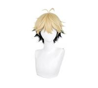 Blonde Black Two Tone Short Cosplay Wig for Men Male Realistic Anime Costume Wigs Heat Resistant Synthetic Fiber Wig for Cosplay Party