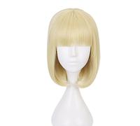Blonde Bob Short Cosplay Wig with Bangs Heat Resistant Synthetic Universal Costume Hairs for Women Men Halloween Chiristmas Comic Con Replacement Wigs