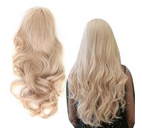 Blonde Curly Wig, Fashionable Synthetic Fiber Women Gold Long Curly Wig 71cm Long with Excellent Air Permeability for Parties, Role-Playing, or Daily Use