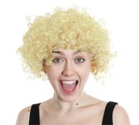 Blonde Curly Wig I Love Fancy Dress Off White 12 Pack