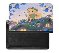Blonde Elf Holding A Magic Wand Passport Holder Unique PU Ultra-thin Passport Protective Case Compact Easy to Carry Passports Cover for Women And Men Passports Case