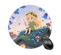 Blonde Elf Holding A Magic Wand Round Mouse Pad, Cute Non-Slip Rubber Base Desk Mat, Funny Small Mousepad for Office & Gaming, Decorative Computer Accessories for Home Office Desk 7.8 Inch