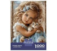 Blonde Girl Cat Jigsaw Puzzle for Adults 1000 Piece Jigsaw Puzzle Relaxing 52x38cm/1000pcs