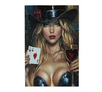Blonde Girl in A Hat,500 Piece Oil Painting Art Wooden Jigsaw Puzzle,Highly Entertaining Game for Adults,Exercise Patience and Hands-On Skills,Gift for Family and Friends