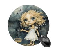 Blonde Girl with Big Eyes Mouse Pad Premium Texture Mousepad with Non-Slip Rubber Base 7.8" X 7.8" Large Gaming Mouse Mat Wireless Mouse Desk Accessories
