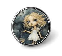 Blonde Girl with Big Eyes Round Badge Cute Brooch Hats Jackets Decor Personalized Lapel Pin Clothing Jewelry Accessories for Wedding Party Gift