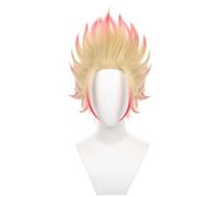 Blonde Gradient Pink Cosplay Wigs for Men Short Spiky Hair Wig Realistic Anime Costume Fancy Dress Wig Heat Resistant Synthetic Full Wigs for Halloween Party