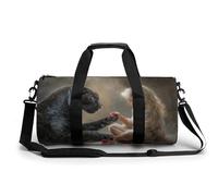 Blonde Hair Girl and Panther Travel Gym Bag for Women Men Cylindrical Duffle Bag Sport Workout Bag with Shoulder Strap