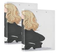 Blonde Hair Sexy Beauty 1.5 in Binders for School Three Ringing with Pockets 1/2 Pack Aesthetic Binder 200 Sheets