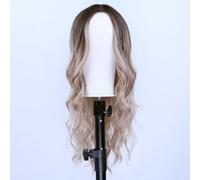 Blonde Highlight Wigs, Long Wavy Wig for Women, Heat Resistant Synthetic Hair Wigs with Dark Curly Roots for Cosplay Party, Daily Use