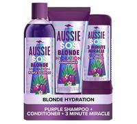 Blonde Hydration Vegan Purple Shampoo, Conditioner And 3 Minute Miracle Hair Mask Set, Blonde and Silver Hair Toner Set, Neutralises Yellow & Brassy