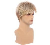 Blonde Layered Wig, High Temperature Synthetic Wigs, Stylish Short Men Blonde Mixed Brown Wig with Adjustable Buckle for Daily Costume Party