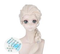 Blonde Long Braided Elsa Cosplay Wigs Halloween for Women Carnival Purim Masquerade Party Dress Synthetic Hair Wig And Headress