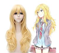 Blonde Long Curly Wavy Pony Wig 65 cm Your Lie in April Miyazono Kaori Cosplay Wig (Disposable)