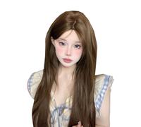 Blonde Long Straight Wig for Women Japanese Fashion Soft Hair Heat Resistant Synthetic Hairpiece