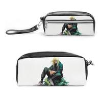 Blonde Male And Snake Pencil Case Large Capacity Leather Pencil Pouch with Zipper, Portable Small Makeup Bag, Office Supplies Organizer for Women Men