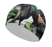 Blonde Male and Snake Swim Cap for Adult, Elastic Fabric Swimming Cap, Comfortable Bathing Cap for Long & Short Hair