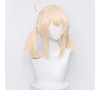 Blonde Pigtails Wig for Klee Genshin Impact Straight Anime Cosplay Hair Wigs with Twin Ponytails Bangs + Cap Cosplay Anime Wig Coser