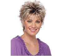 Blonde Short Curly WigHair Wig With Flat Bangs For Women Glueless Wigs Human Hair Wavy Fluffy Layered Wigs Heat Resistant No Lace Front Wig For Daily Use Or Party Wig