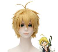 Blonde Short Straight Tail Anti Warping Wig 30 cm Dragon Sin of Wrath Meliodas Cosplay Wig (Disposable)