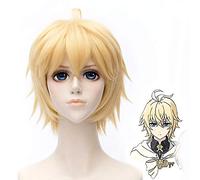 Blonde Short Straight Tail Anti Warping Wig 30 cm Seraph of the End Mikaela Hyakuya Cosplay Wig (Disposable)