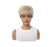 Blonde Short Synthetic Wigs Layered Natural Fluffy Fake Hair Pixie Cut Wig Heat Resistant Beautiful