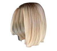 Blonde Wig Bob Wig Short Straight Wigs For Women Short Human Hair Ladies Straight Cosplay BOB Party Natural Light Gold For Women Party Daily Use