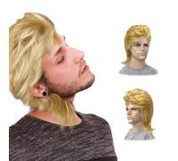 Blonde Wig,Rock Hippie Mullet Wigs for Men,Soft to the Touch,Easy to Wear,Suitable for Carnival,Halloween,Party,Etc.,Creative Gifts for Friends (Gold)