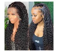 blonde wig short Water Wave Lace Front Wig Human Hair Wigs for Black Women Brazilian Hair 8-34 Inch Wet and Wavy Loose Deep Wave Frontal Wig grey wigs for women (24inches 150%)
