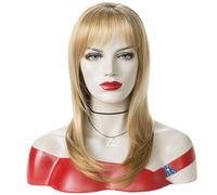 Blonde Wig, Women's Medium-Length Straight Fashion Hair, Adjustable Breathable Rose Net Cap, Lightweight Synthetic for Daily Wear, Face Shape Enhancing